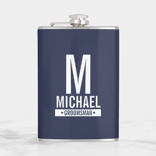 Personalized Groomsman's Monogram and Name Hip Flask