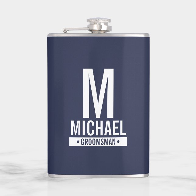 Personalized Groomsman's Monogram and Name Hip Flask (Creator Uploaded)