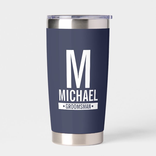 Personalized Groomsman's Monogram and Name Insulated Tumbler (Left)