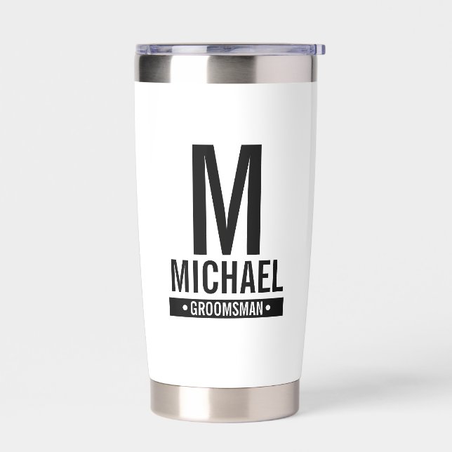 Personalized Groomsman's Monogram and Name Insulated Tumbler (Left)
