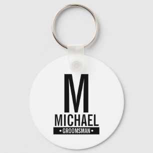 Personalized Groomsman's Monogram and Name Keychain
