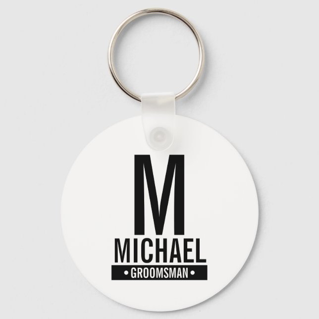 Personalized Groomsman's Monogram and Name Keychain (Front)
