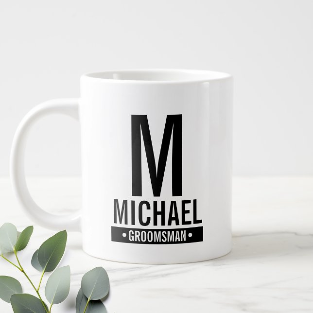 Personalized Groomsman's Monogram and Name Large Coffee Mug (Creator Uploaded)