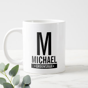 Personalized Groomsman's Monogram and Name Large Coffee Mug
