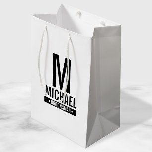 Personalized Groomsman's Monogram and Name Medium Gift Bag