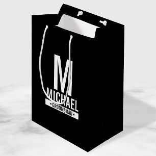Personalized Groomsman's Monogram and Name Medium  Medium Gift Bag