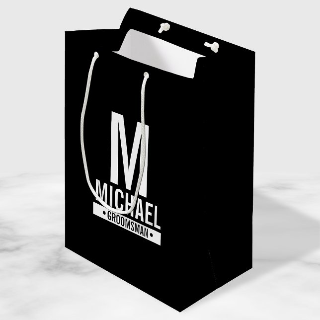 Personalized Groomsman's Monogram and Name Medium  Medium Gift Bag (Creator Uploaded)