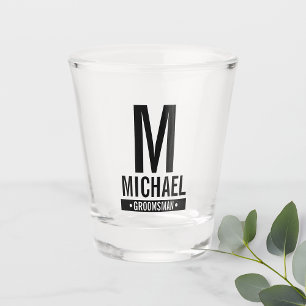 Personalized Groomsman's Monogram and Name Shot Glass