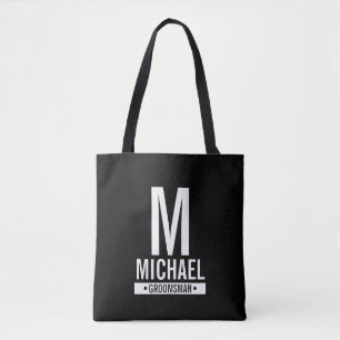Personalized Groomsman's Monogram and Name Tote Ba Bag