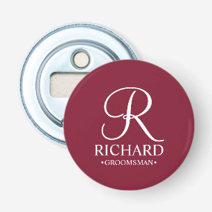 Personalized Groomsman's Name and Monogram Bottle Opener