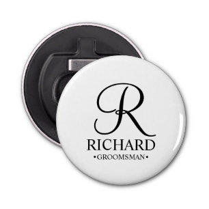 Personalized Groomsman's Name and Monogram Bottle Opener