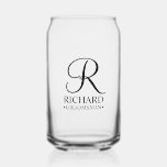 Personalized Groomsman's Name and Monogram Can Glass<br><div class="desc">Elegant Personalized Groomsman Gifts
featuring personalized monogram in black elegant script font style with groomsman's name and title in classic serif font style.

Also perfect for best man,  father of the bride,  bridesmaid,  maid of honour,  flower girl,  mother of the bride and more.</div>