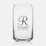 Personalized Groomsman's Name and Monogram Can Glass<br><div class="desc">Elegant Personalized Groomsman Gifts
featuring personalized monogram in black elegant script font style with groomsman's name and title in classic serif font style.

Also perfect for best man,  father of the bride,  bridesmaid,  maid of honour,  flower girl,  mother of the bride and more.</div>