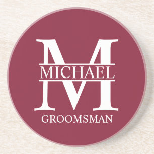 Personalized Groomsman's Name and Monogram Coaster