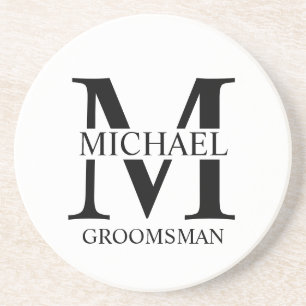 Personalized Groomsman's Name and Monogram Coaster