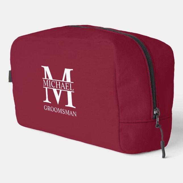 Personalized Groomsman's Name and Monogram Dopp Kit (Right Corner)
