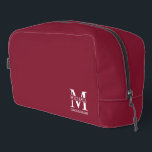 Personalized Groomsman's Name and Monogram Dopp Kit<br><div class="desc">Classic Personalized Groomsmen Gifts
featuring personalized groomsman's monogram,  name and title in white classic serif font style on burgundy red background.

Also perfect for best man,  father of the bride and more.</div>