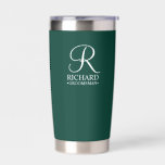 Personalized Groomsman's Name and Monogram Insulated Tumbler<br><div class="desc">Elegant Personalized Groomsman Gifts
featuring personalized monogram in white elegant script font style with groomsman's name and title in classic serif font style on emerald green background.

Also perfect for best man,  father of the bride,  bridesmaid,  maid of honour,  flower girl,  mother of the bride and more.</div>