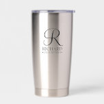 Personalized Groomsman's Name and Monogram Insulated Tumbler<br><div class="desc">Elegant Personalized Groomsman Gifts
featuring personalized monogram in black elegant script font style with groomsman's name and title in classic serif font style.

Also perfect for best man,  father of the bride,  bridesmaid,  maid of honour,  flower girl,  mother of the bride and more.</div>