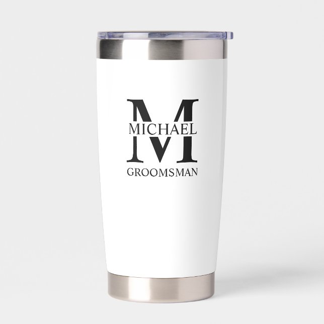 Personalized Groomsman's Name and Monogram Insulated Tumbler (Left)
