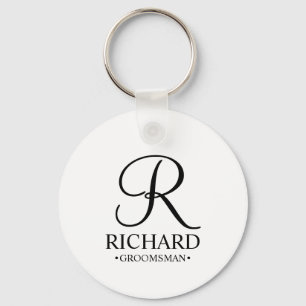 Personalized Groomsman's Name and Monogram Keychain