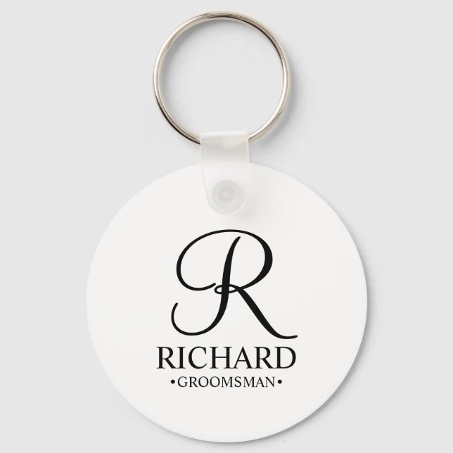 Personalized Groomsman's Name and Monogram Keychain (Front)