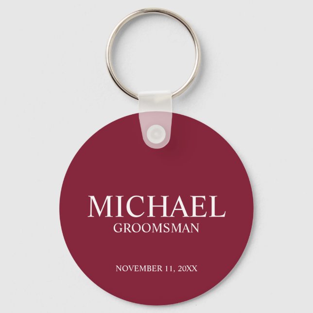Personalized Groomsman's Name and Monogram Keychain (Front)