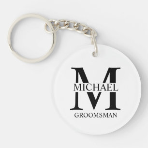 Personalized Groomsman's Name and Monogram Keychain