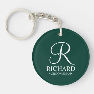 Personalized Groomsman's Name and Monogram Keychain