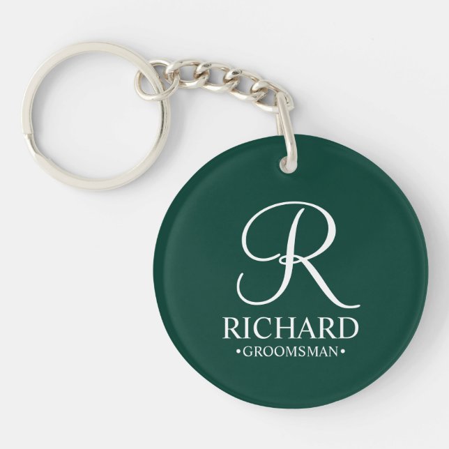 Personalized Groomsman's Name and Monogram Keychain (Front)