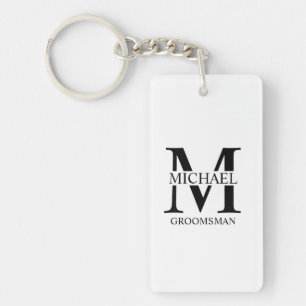 Personalized Groomsman's Name and Monogram Keychain