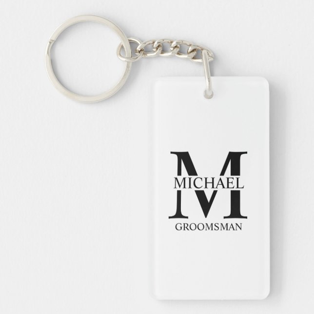 Personalized Groomsman's Name and Monogram Keychain (Front)
