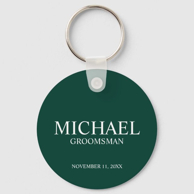 Personalized Groomsman's Name and Monogram Keychain (Front)