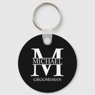 Personalized Groomsman's Name and Monogram Keychain