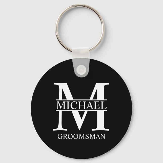 Personalized Groomsman's Name and Monogram Keychain (Front)