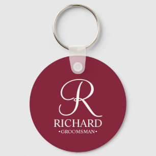 Personalized Groomsman's Name and Monogram Keychain