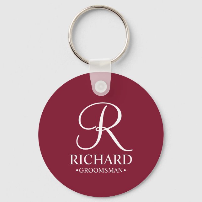 Personalized Groomsman's Name and Monogram Keychain (Front)
