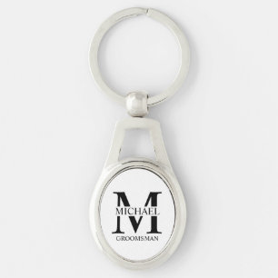 Personalized Groomsman's Name and Monogram Keychain