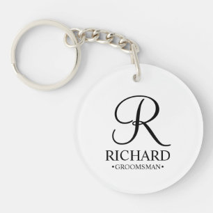 Personalized Groomsman's Name and Monogram Keychain