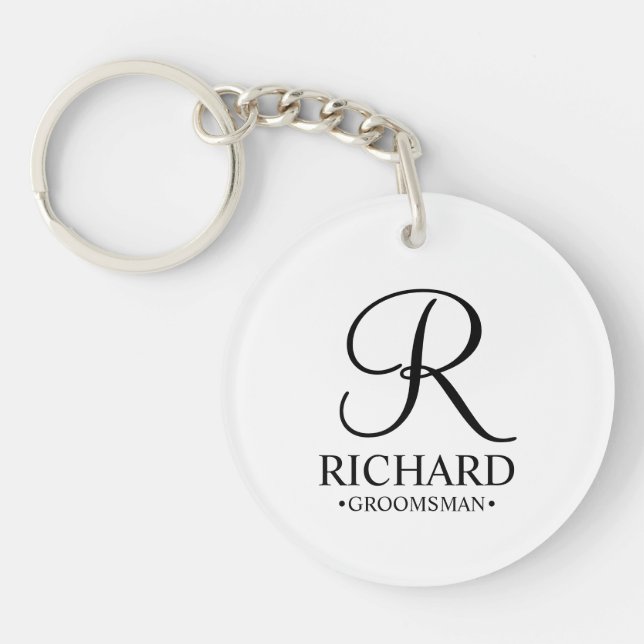 Personalized Groomsman's Name and Monogram Keychain (Front)
