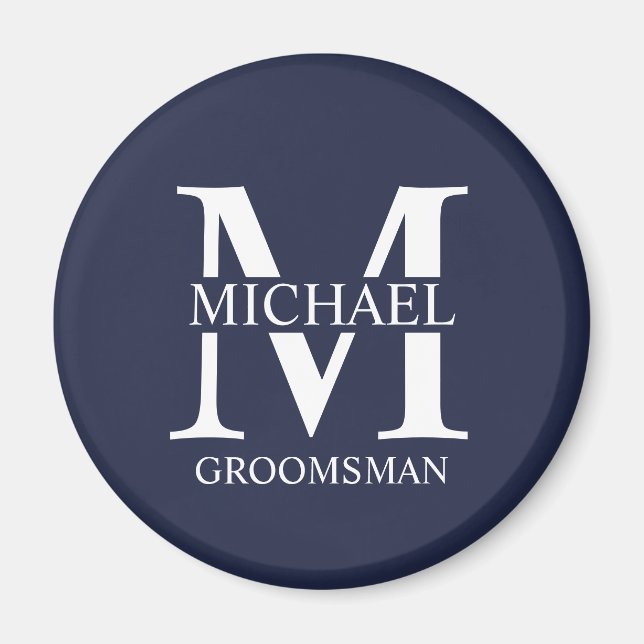 Personalized Groomsman's Name and Monogram Magnet (Front)