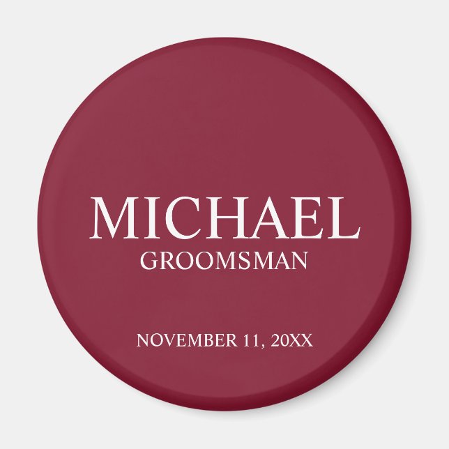 Personalized Groomsman's Name and Monogram Magnet (Front)