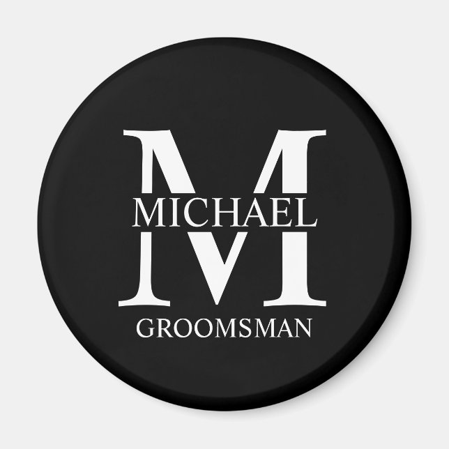 Personalized Groomsman's Name and Monogram Magnet (Front)