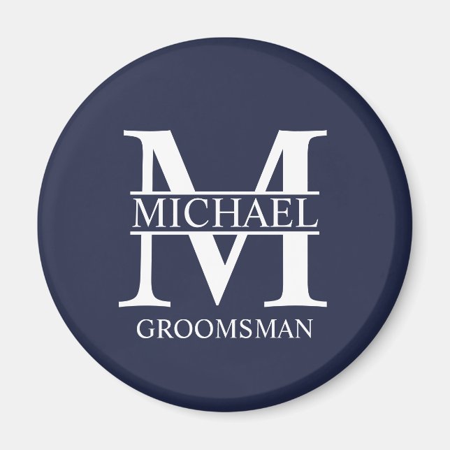 Personalized Groomsman's Name and Monogram Magnet (Front)