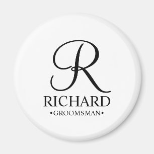 Personalized Groomsman's Name and Monogram Magnet