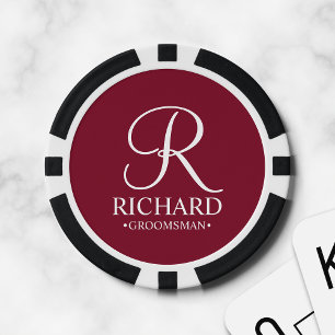 Personalized Groomsman's Name and Monogram Poker Chips
