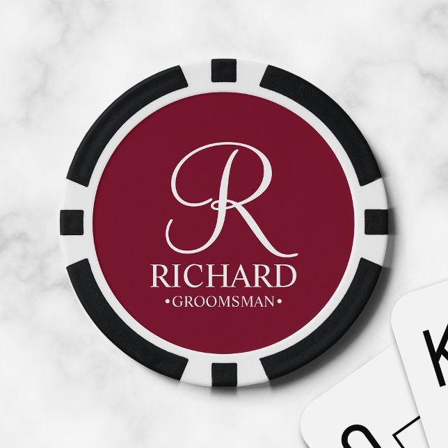 Personalized Groomsman's Name and Monogram Poker Chips (Creator Uploaded)