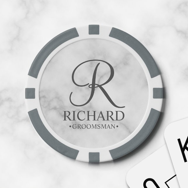 Personalized Groomsman's Name and Monogram Poker Chips (Creator Uploaded)