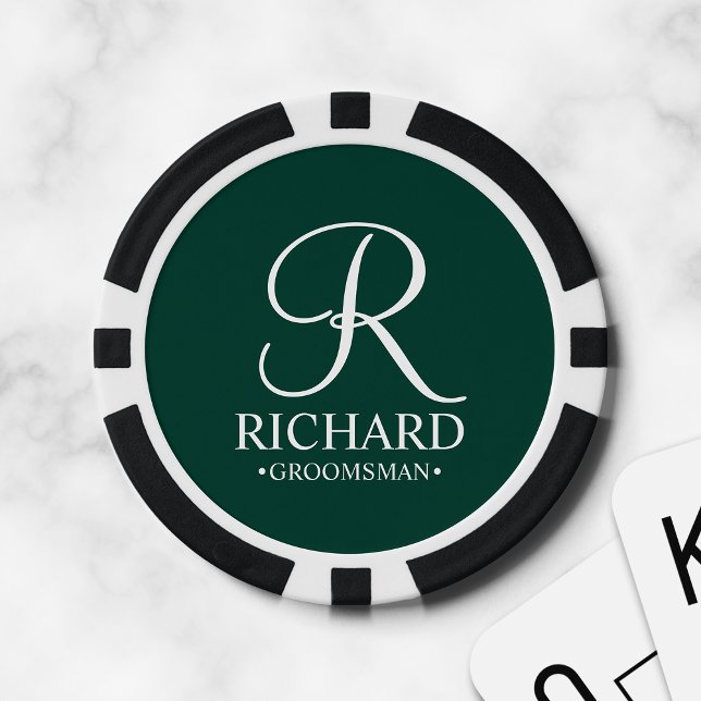Personalized Groomsman's Name and Monogram Poker Chips (Creator Uploaded)