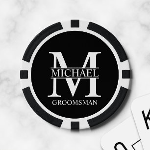 Personalized Groomsman's Name and Monogram Poker Chips